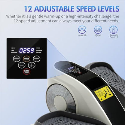Under Desk Elliptical Exercise Machine, Electric Ellipse Leg Exerciser as Seen on TV for Seniors with Remote Control & 12 Level Speeds, Portable Quiet Seated Pedal Exerciser Machine for Home Office