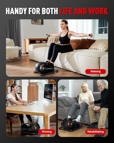 HARISON Under Desk Elliptical Machine with LCD Display for Home