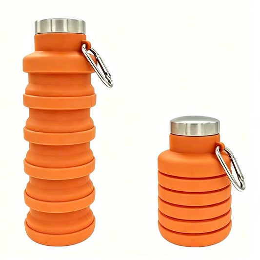 YCT Collapsible Water Bottle 17oz（500ml），Travel Portable Sport Water Bottle，Reusable Silicone Foldable Water Bottles for Gym Camping Hiking (Orange) - color: Orange