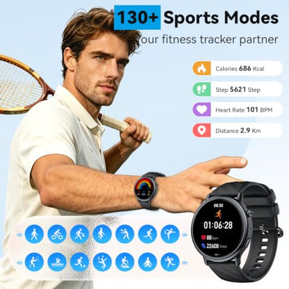 Smart Watch for Men Fitness Tracker: Waterproof Digital Womens Watches Make Answer Call Smartwatch for Android Phone iPhone Samsung Compatible Sleep SpO2 Heart Rate Monitor Running Step Pedometer - color: Black