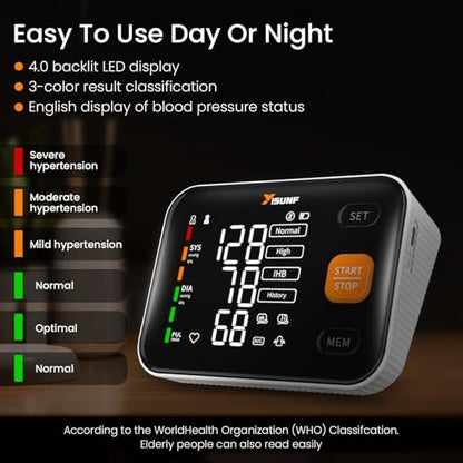 Arm Blood Pressure Monitor, Automatic Digital Blood Pressure Machine for Home Use with Dual User Memory, Adjustable BP Cuff, Unlimited Free Measurement