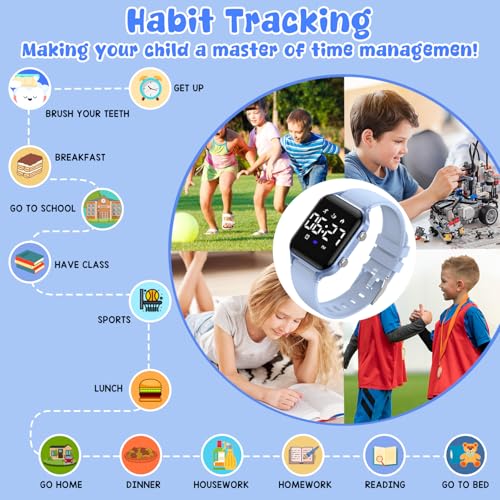 Kids Digital Watches for Boys Girls, Sports Watch with Fitness Tracker, Pedometer, Alarm Clocks, Stopwatch, No App Needed Waterproof Kids Watch, Gift for Teens Student Girls Boys Ages 5-14 - color: L6615E-LightBlue