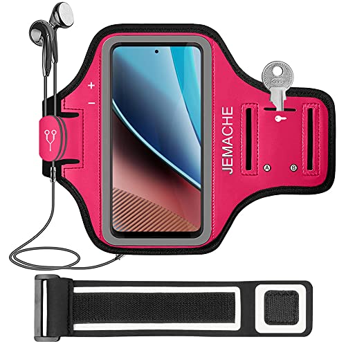 Moto G Stylus/Pure/Power Armband, JEMACHE Gym Workouts Running Arm Band for Motorola Moto G Stylus/Pure/Power/Play (5G) 2023 2022 2021 (Rose) - color: Rose