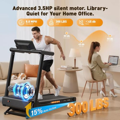 JAGJOG Foldable Auto Incline Treadmill, 15%/18% Incline Option, 300-400 lb - size: 15% incline+300 lb