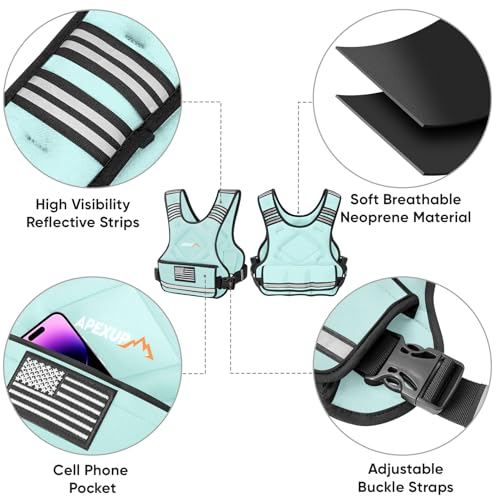 APEXUP Adjustable Weighted Vest, 4-10lb/12-18lb/20-32lb Vest with 6 Ironsand Weights and Large Pocket, Weight Vest for Men Women Strength Training, Running, Walking - color: Pastel Blue, size: 4-10lbs