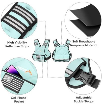 APEXUP Adjustable Weighted Vest, 4-10lb/12-18lb/20-32lb Vest with 6 Ironsand Weights and Large Pocket, Weight Vest for Men Women Strength Training, Running, Walking - color: Pastel Blue, size: 20-32lbs