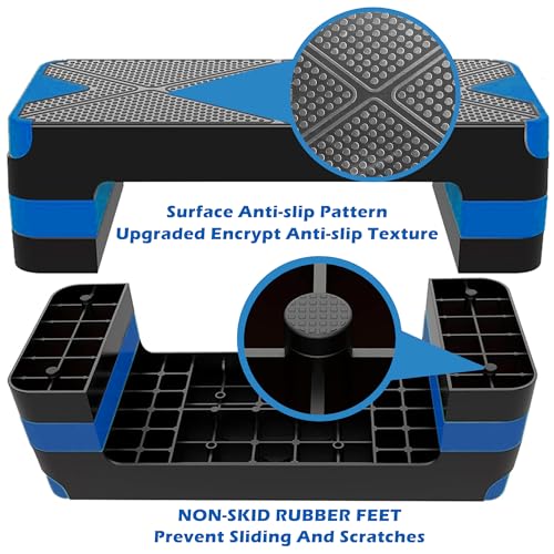 Aerobic Step Platform, Non Slip Adjustable Height Step Trainer - color: Blue