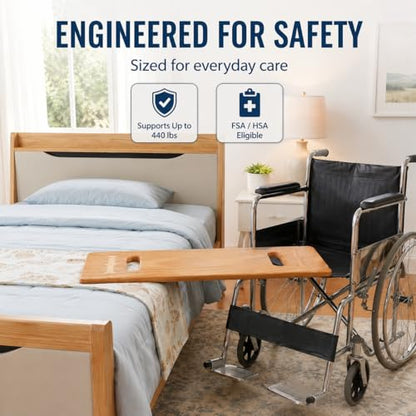 Transfer Board, 23.2 in Wooden Slide Board for Transferring, Patient Transfer Board for Wheelchair, Bed, Chair, Sofa & Commode, 2 Cutout Handles, 440 lb Capacity