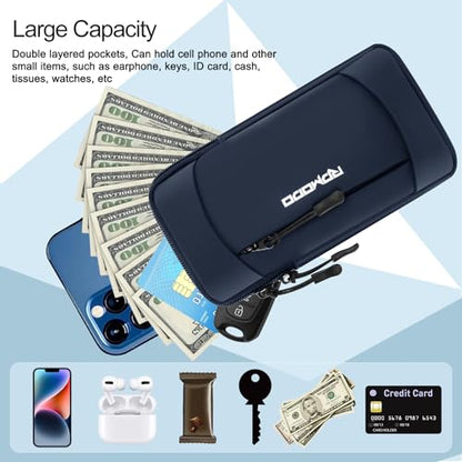 Running Armband Phone Holder, Running Phone Holder for iPhone 13 14 15 16 Pro Max Samsung, Adjustable Elastic Phone Armband, 2 Pockets Cell Phone Holder for Walking Workout Under 7.5 Inch（Blue） - color: 01-Blue