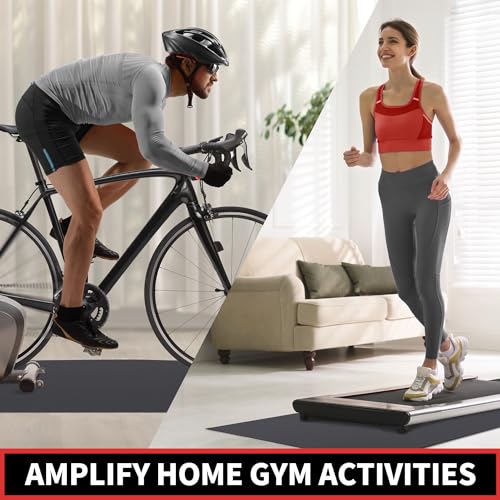 GymCope Treadmill Mat for Hardwood Floor Carpet 7'x3'/6'x3'/6'x2.5'/4'x2' - color: 72"x36"x6mm-black