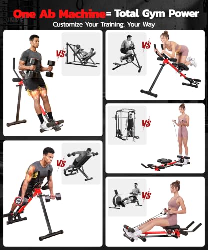 Ab Machine for Home, 2-in-1 Adjustable Ab Rowing Machine, Foldable