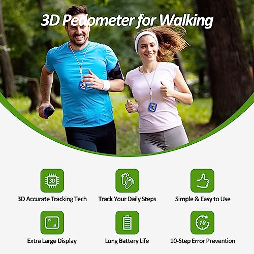 3D Pedometer for Walking, Simple Step Counter for Walking - color: blue