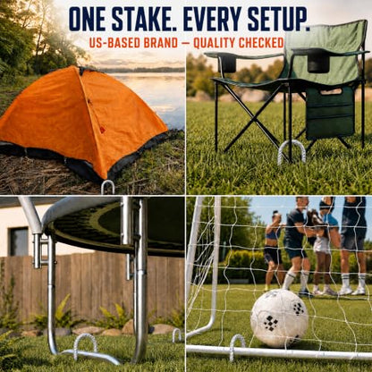 Happin® 12 Inch Trampoline Anchors Kit, 4 Pack Heavy Duty Galvanized Steel U-Shaped Ground Stakes, High Wind Anchor Kit for Trampolines, Tents, Canopies, Fences and Yard (Silver) - color: Silver, style: U Stakes (4pcs)