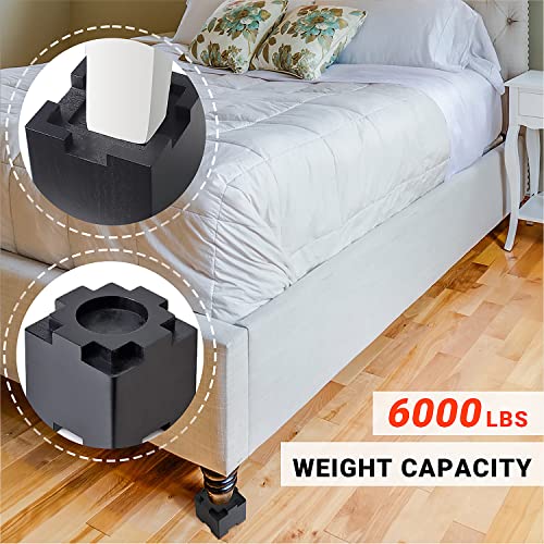 Wood Bed Risers with Non-Slip Rubber Pad, Stackable Furniture Risers Lift Heights 3.5 or 7 Inch Heavy Duty Risers for Sofa, Table, Couch Chair (8 Pack, Black) - color: Large Black 8pack