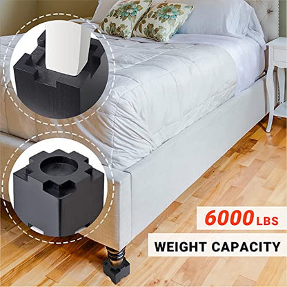 Wood Bed Risers with Non-Slip Rubber Pad, Stackable Furniture Risers Lift Heights 3.5 or 7 Inch Heavy Duty Risers for Sofa, Table, Couch Chair (8 Pack, Black) - color: Large Black 8pack