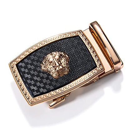 Dubulle Mens Ratchet Belt Gold Click Buckle Adjustable Leather Belts - color: Golden Gorilla, size: Adjustable from 36" to 45" Waist