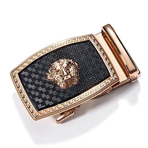 Dubulle Mens Ratchet Belt Gold Click Buckle Adjustable Leather Belts - color: Golden Gorilla, size: Adjustable from 24" to 38" Waist