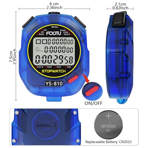Sports Stopwatch Timer, 10Lap /Split Memory Digital Stop Watch Blue - color: Blue