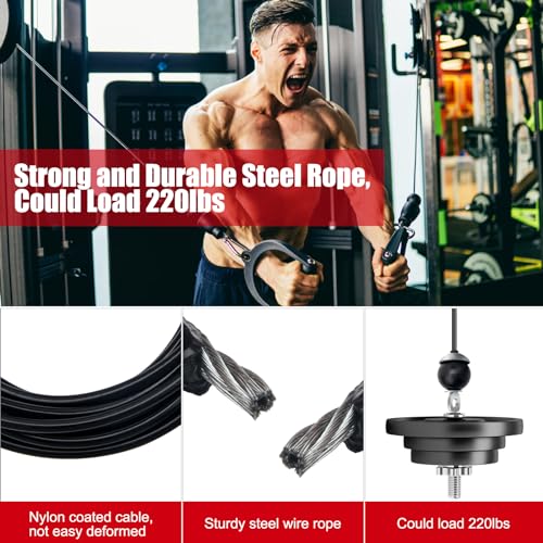Fitness Pulley Cable 196 in, Adjustable Home Gym Cable Replacement - size: 196"
