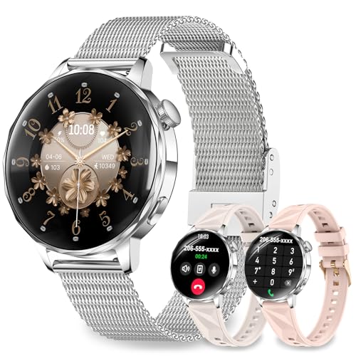 Smart Watches for Women, 1.27'' Smartwatches (Answer/Make Calls) Compatible with iPhone/Android Phones, IP68 Waterproof Fitness Tracker Watch with Sleep Monitor, 100+ Sports Modes (Silver) - color: Silver