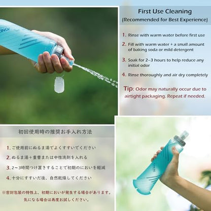 TRIWONDER Soft Flask Collapsible Water Bottles Running Bottle BPA-Free Foldable Handheld Runner Water Flask for Hydration Pack Marathon Hiking Cycling Climbing Travel - color: 500ml/16.9oz - M