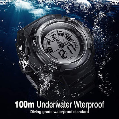 10ATM Waterproof Digital Scuba Diving Watch 100m Underwater for Swimming and Running with Stopwatch and Luminous LCD Display Built-in