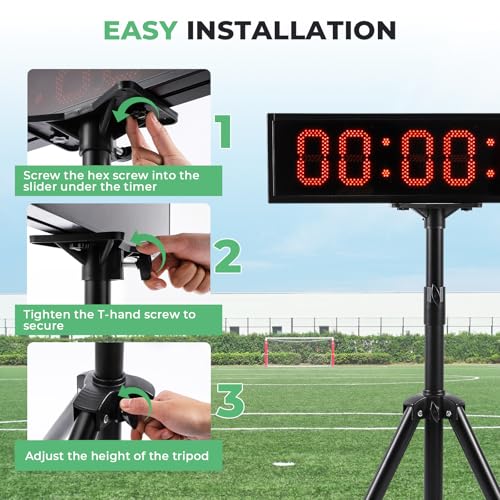 25.6" Cordless Race Clock for Running Events with Tripod