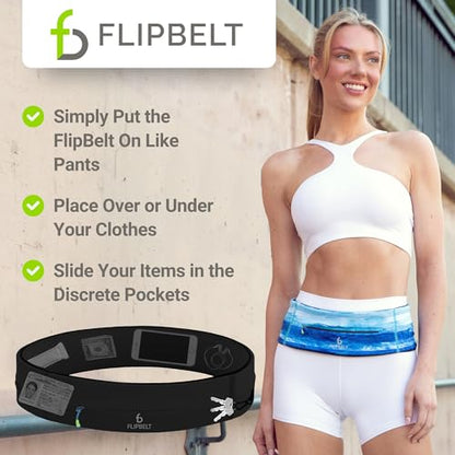FlipBelt Zipper Running Belt, Waist Pack for Fitness and Running, US Company - color: Black, size: Medium