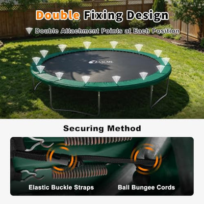Exacme Double-Sided Round Trampoline Spring Cover, Replacement Safety Pad - color: Dark Green, size: 16FT