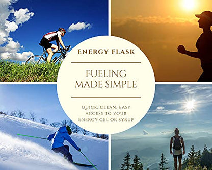 (2 Bottles) Small, Semi-Rigid, Easy-to-Clean, Refillable Gu Flask for Sports Nutrition Liquid Energy Gel Flask - Cycling Flask, Running Flask, Triathlons, Marathons. 110ml (3.5oz)