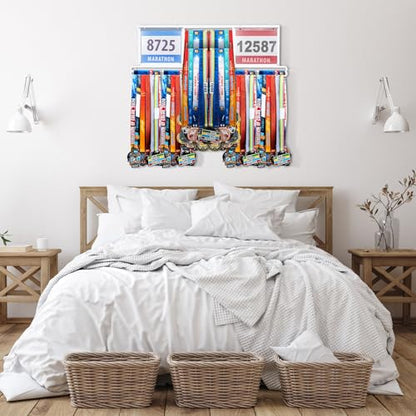 Shimeyao Medal Holder, Metal Wall Rack, 34.37 x 11.22 Inch, White - color: White, size: 34.37 x 11.22 Inch