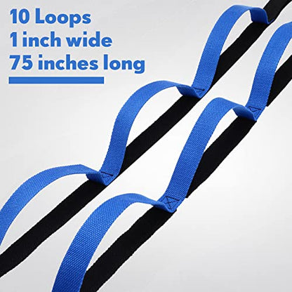 Leyndo 2 Pcs Stretching Strap &10 Loops, Yoga Strap for Physical Therapy