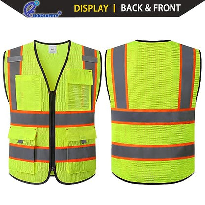 High Vis Safety Vest for Men with Pockets,EK176,Yellow,M - color: Yellowmesh-ek176, size: Medium
