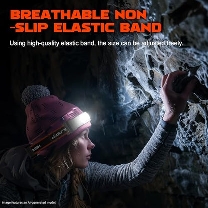 Hopedone 2-Pack Rechargeable Headlamp, 1000LM Hard Hat Work Light - color: Orange(2-Pack)