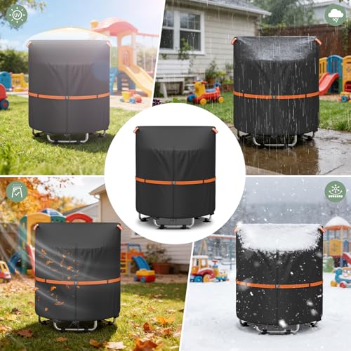 COSHNIBI Kids Trampoline Cover,Heavy Duty Mini Trampoline Cover with Windproof Straps for 60" Round Kids Trampoline,UV-Resistant and Windproof, Black