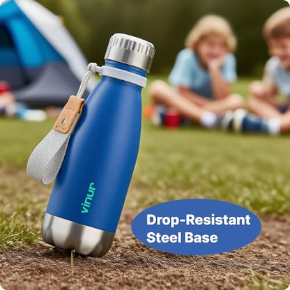 Kids Stainless Steel Water Bottle for School-12 oz Insulated Water Bottle - color: Navy, size: 12 Ounces