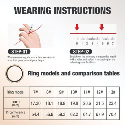 Smart Ring with Heart Rate, Blood Oxygen, Sleep Tracker, Step Tracker - size: 7