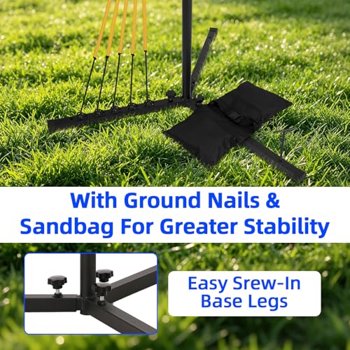 Batting Swing Trainer. 30-42 in Adjustable Baseball Hitting Trainer with 5 Power Band System, 3 Ground Nails, Sandbag, Carry Bag.Baseball Training Equipment for All Ages Improve Swing Skills