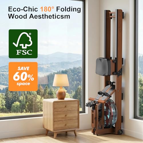 Rowing Machines,Water Rowing Machine for Home with 400LBS Capacity,LCD Monitor,Smooth Glide Rails, Comfortable Seat, Free App(Bluetooth),Water Rower for Immersive Full Body Workout