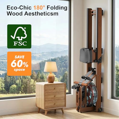 Rowing Machines,Water Rowing Machine for Home with 400LBS Capacity,LCD Monitor,Smooth Glide Rails, Comfortable Seat, Free App(Bluetooth),Water Rower for Immersive Full Body Workout