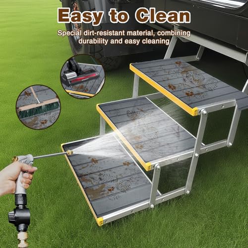 RV Step Covers 4 Pack, 24"x7.5", 6mm Thick High-Density EVA Foam: Self-Adhesive, Non-Slip RV Stair Covers. Trimmable Waterproof for Trailers, Camper, Motorhome. (Space Gray) - color: Space Gray