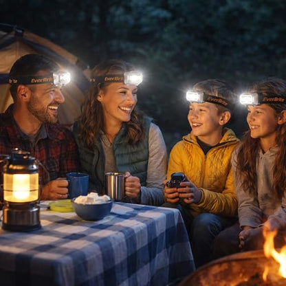 EverBrite 5 Pack LED Headlamp, 4 Lighting Modes with Pivoting Light Head