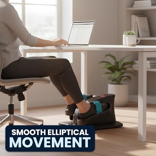 Under Desk Elliptical Machine, Electric Leg Exerciser for Seniors & Adults, Quiet Portable Seated Pedal Exerciser with Remote Control, LCD Display, 12 Speed Auto & Manual Modes - color: black