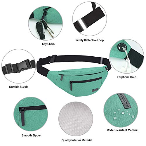 MAXTOP Large Green Crossbody Fanny Pack Belt Bag for Women Men Passport Bag - color: Blackish Green