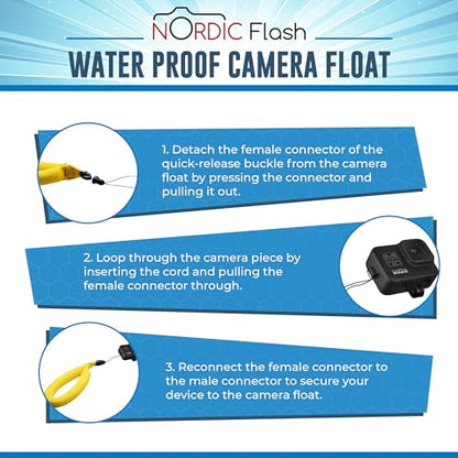 Nordic Flash Floating Wrist Strap (2-pack) for Phone & Action Camera - Compatible with GoPro Hero 13, Insta360 X4, DJI Action 5 Pro, OM System TG-7, Kodak PixPro WPZ2 & iPhone - Bright Yellow - color: Bright Yellow