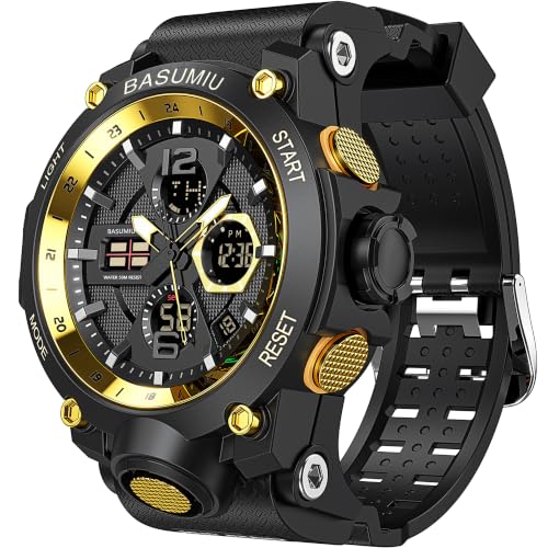 Military Digital Watches for Men Waterproof Work Mens Watch Sports - color: A-Gold