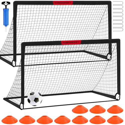 VAVOSPORT Kids Soccer Goals for Backyard Set of 2,Soccer Training Equipment - color: 1-Black, style: 7 ft x 5 ft