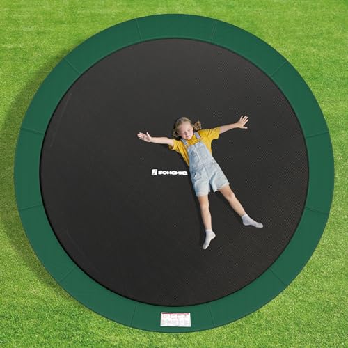 SONGMICS Replacement Trampoline Safety Pad Mat, 10ft 12ft 14ft 15ft Standard Size, Spring Cover, UV-Resistant, Tear-Resistant, Edge Protection - color: Dark Green, size: 14FT, style: Non-Removable