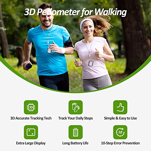 3D Pedometer for Walking, Simple Step Counter for Walking - color: black