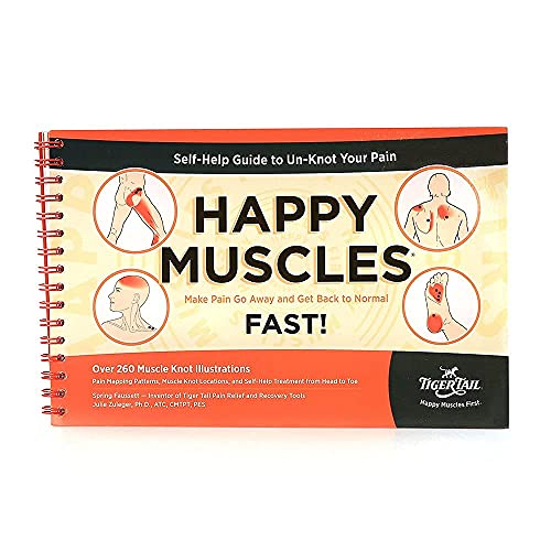 Tiger Tail Bundle: 18in Portable Massage Stick Portable Roller + Happy Muscles Book